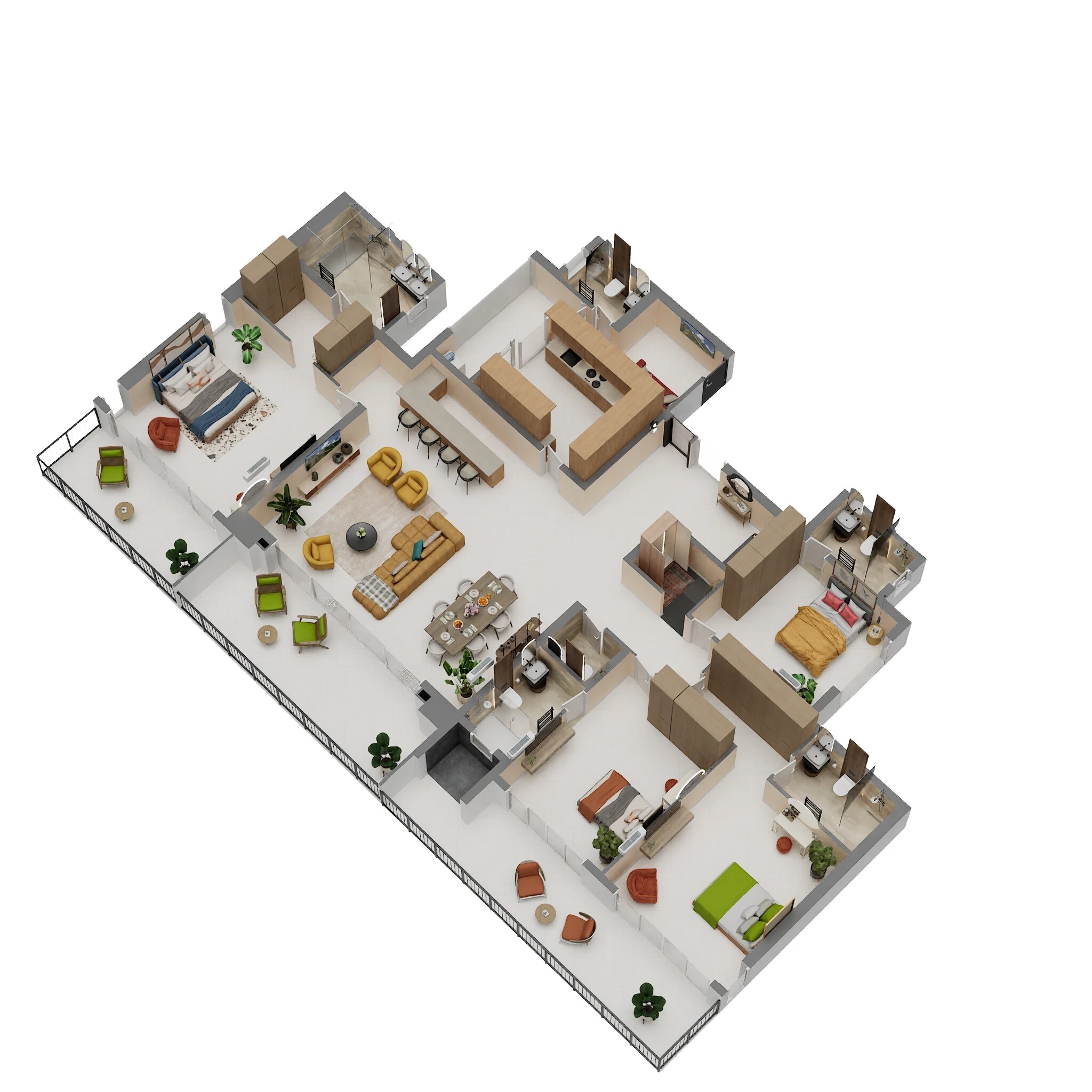 Floor plan of 4 BHK 1954 Sq. Ft. Apartment in LnT Realty Emerald Isle, Mumbai