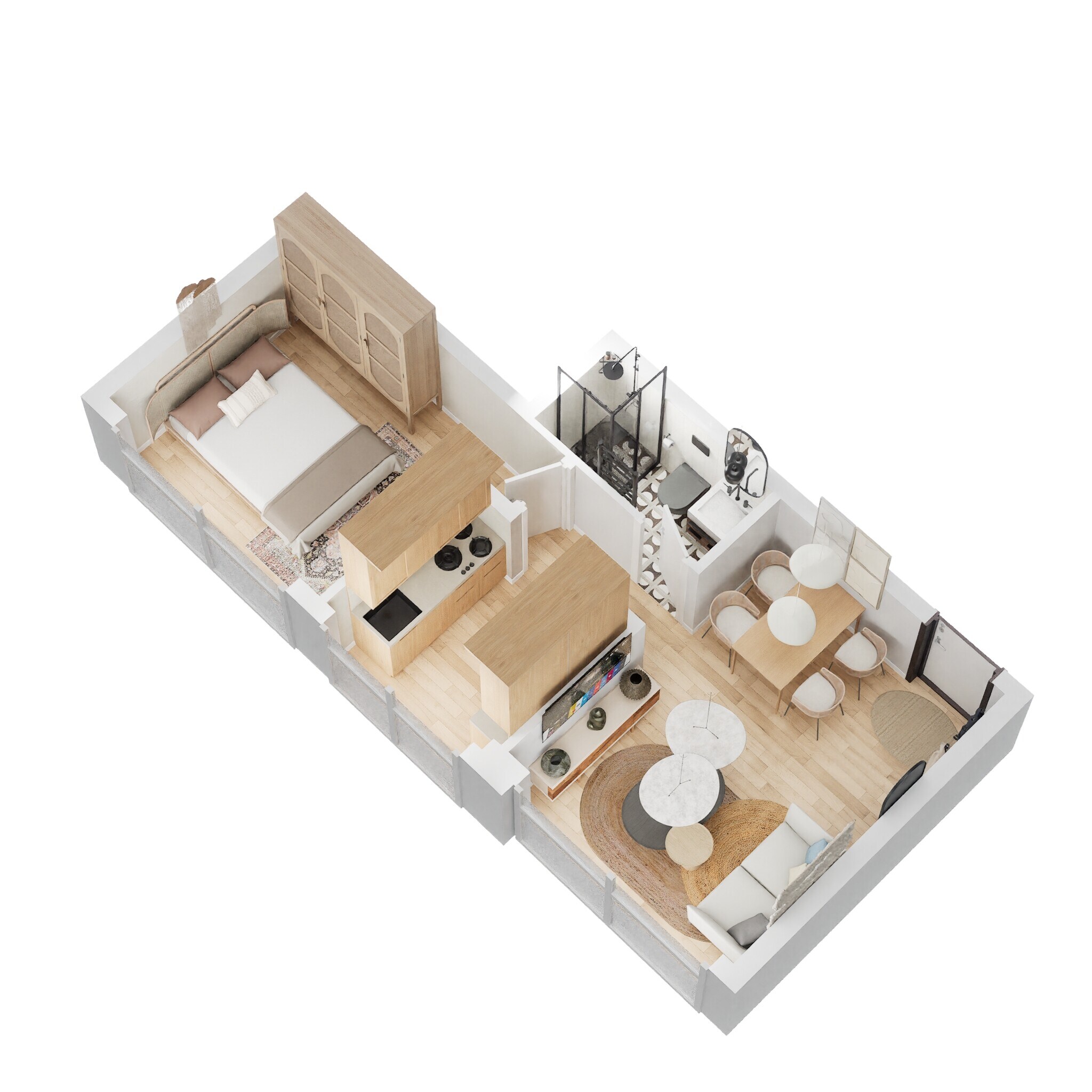 Floor plan of 1 BHK 359 Sq. Ft. Apartment in LnT Veridian, Mumbai