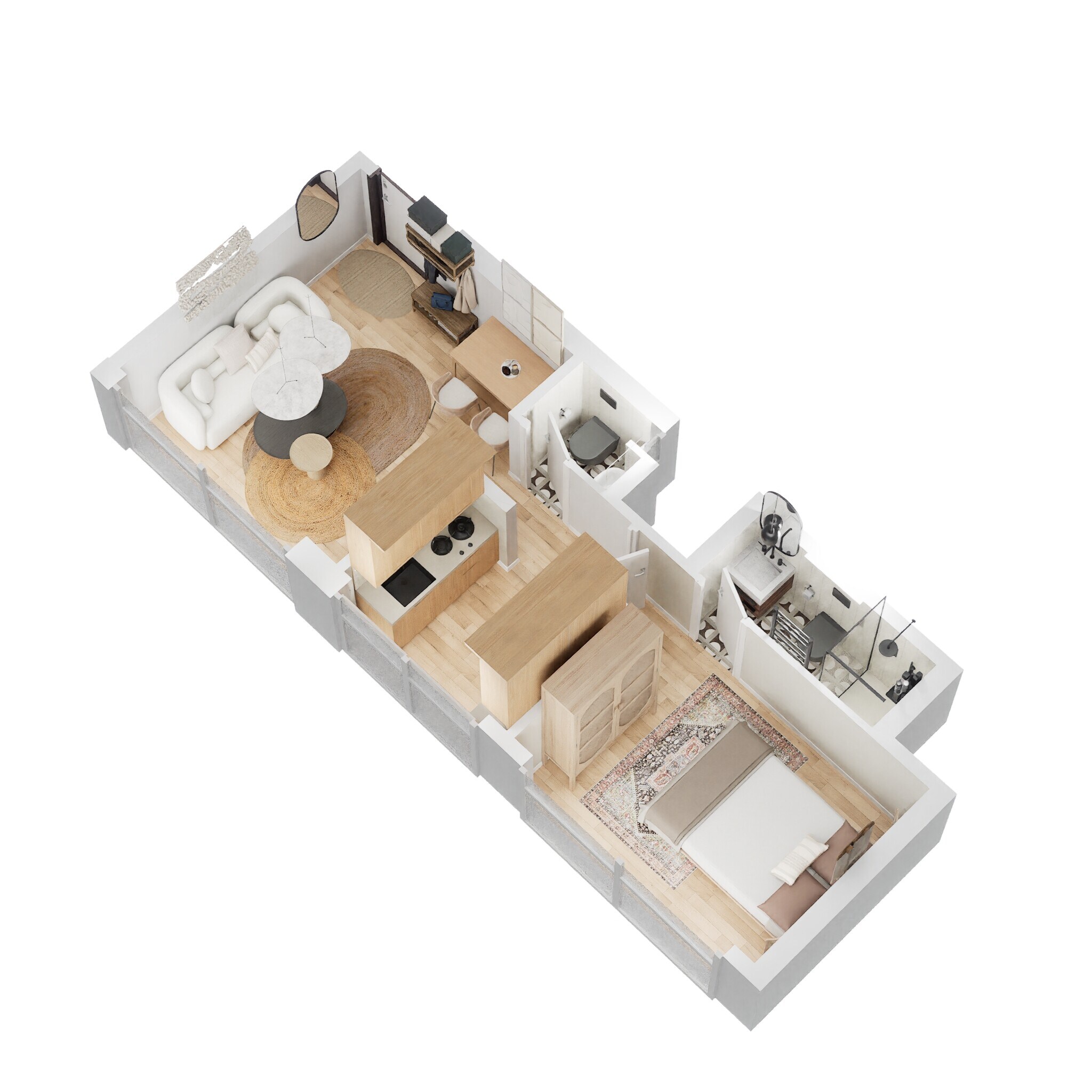 Floor plan of 1 BHK 382 Sq. Ft. Apartment in LnT Veridian, Mumbai