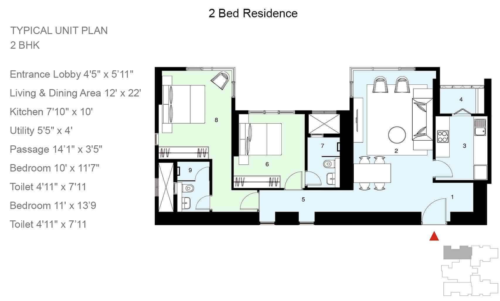  2 BHK Apartment at Lodha Allura, Worli – for Rent