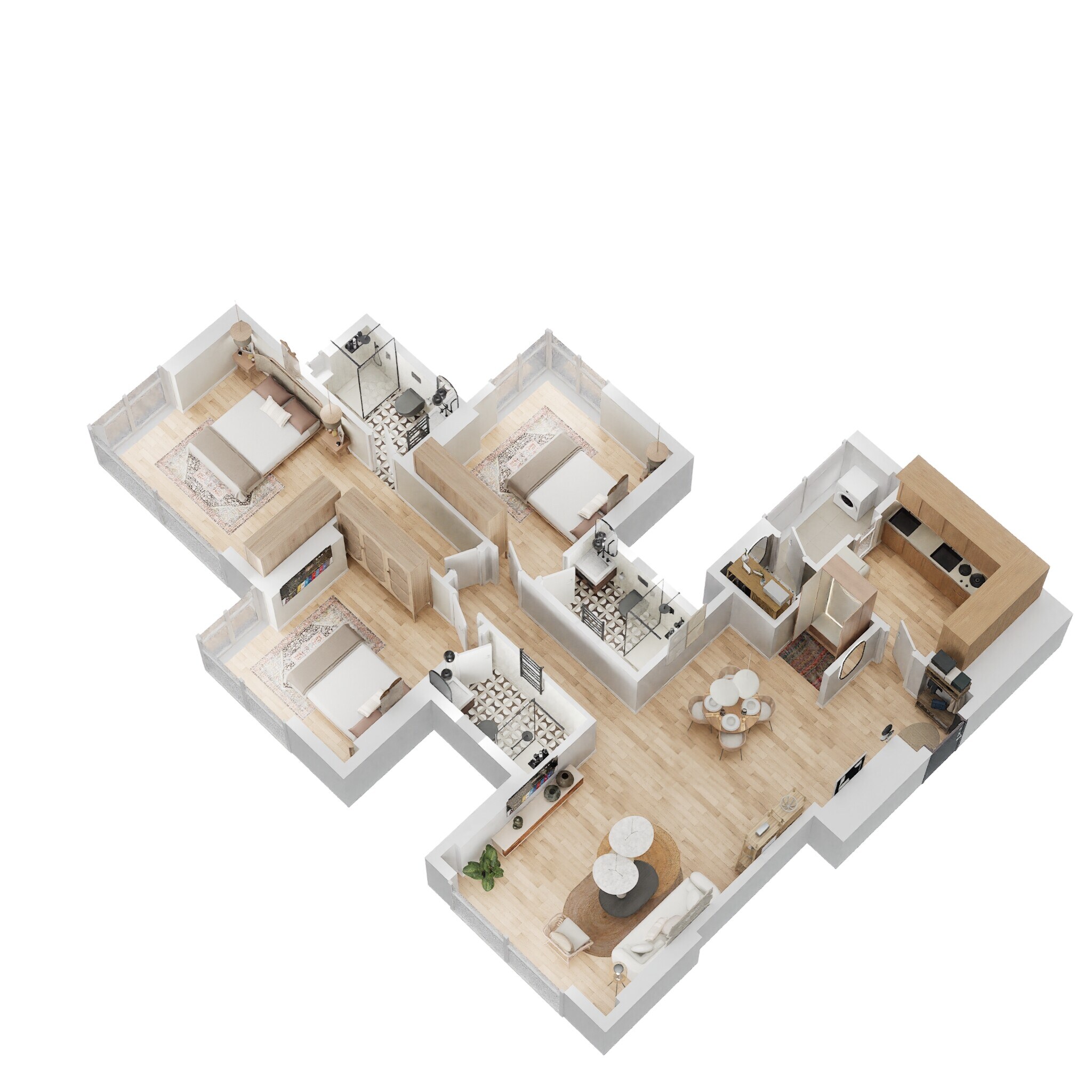 Floor plan of 3 BHK 1092 Sq. Ft. Apartment in Lodha Allura, Mumbai