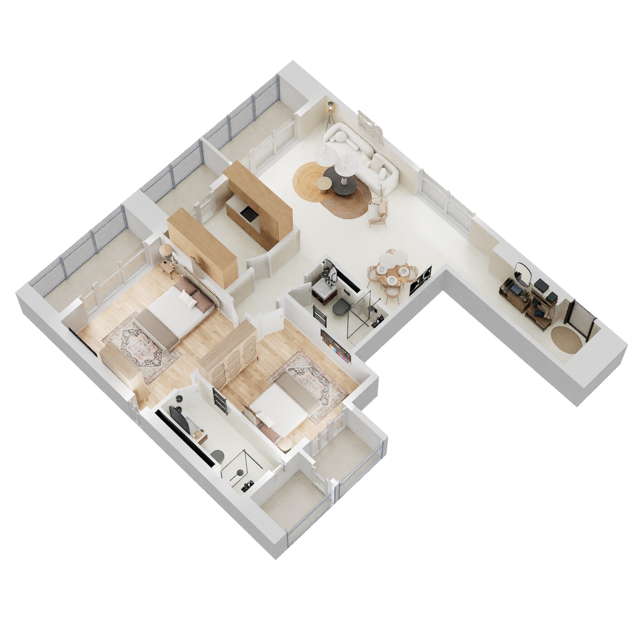 Floor plan of 2 BHK 557 Sq. Ft. Apartment in Lodha Altia, Mumbai