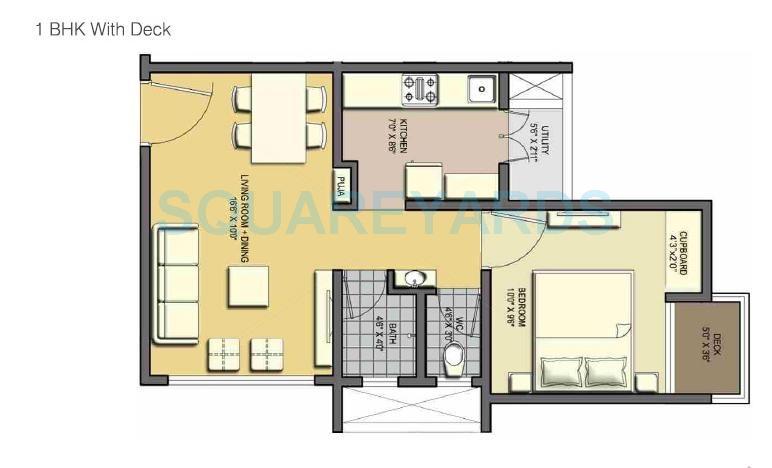 Floor plan of 1 BHK 700 Sq. Ft. Apartment in Lodha Casa Essenza, Mumbai