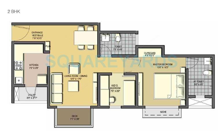 Floor plan of 1 BHK 792 Sq. Ft. Apartment in Lodha Casa Essenza, Mumbai