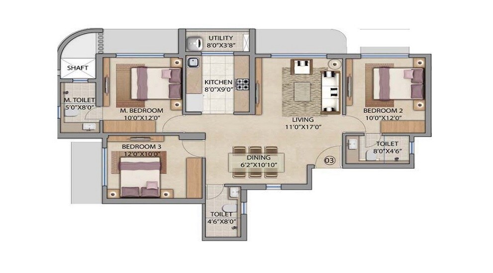 3 BHK 1189 Sq. Ft. Apartment