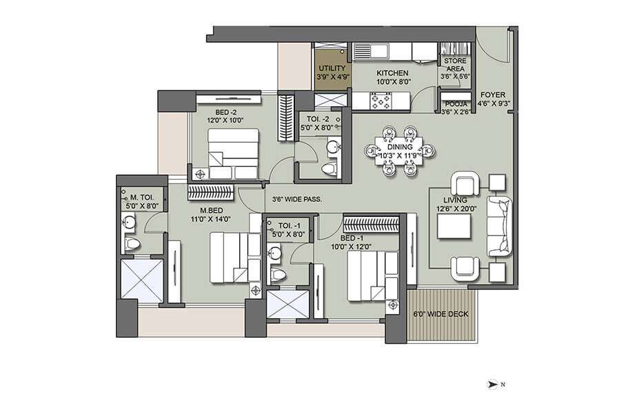 3 BHK 1764 Sq. Ft. Apartment in Lodha Codename Hidden Jewel