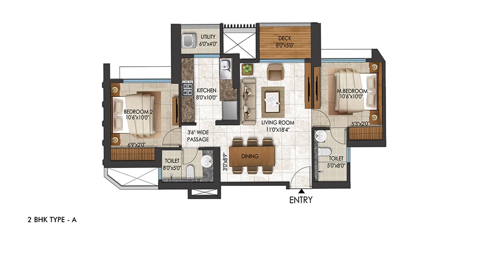 2 BHK 748 Sq. Ft. Apartment in Lodha Codename Limited Edition