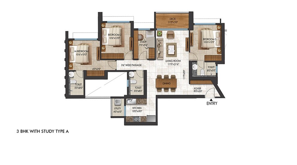 3 BHK 1146 Sq. Ft. Apartment