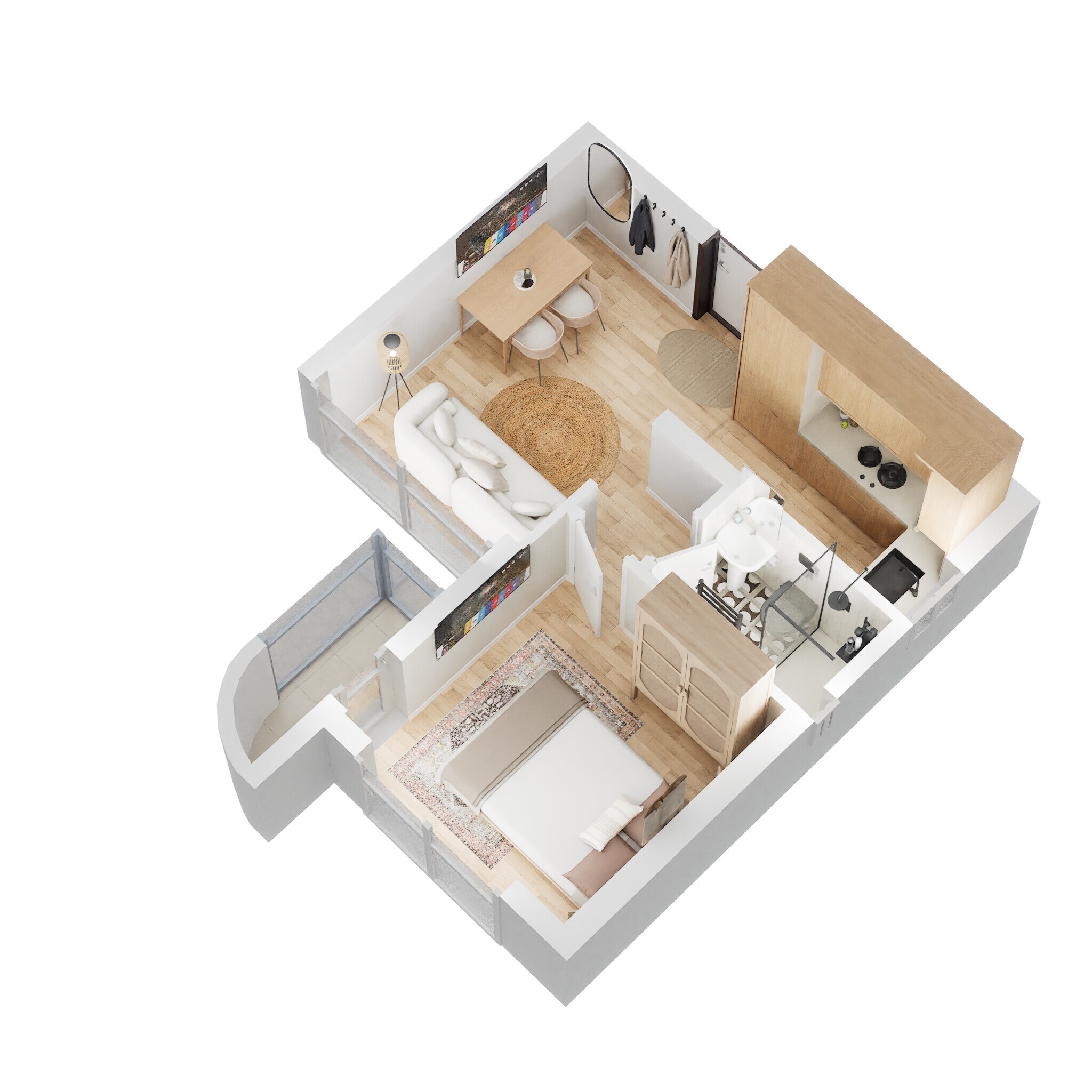 Floor plan of 1 BHK 343 Sq. Ft. Apartment in Lodha Codename Move Up, Mumbai