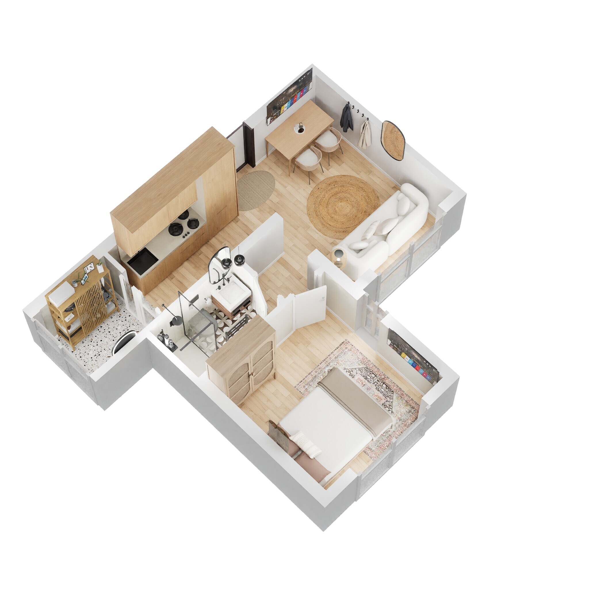 Floor plan of 1 BHK 351 Sq. Ft. Apartment in Lodha Codename Move Up, Mumbai