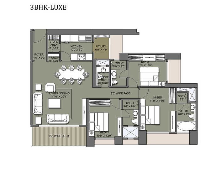 3 BHK 1764 Sq. Ft. Apartment