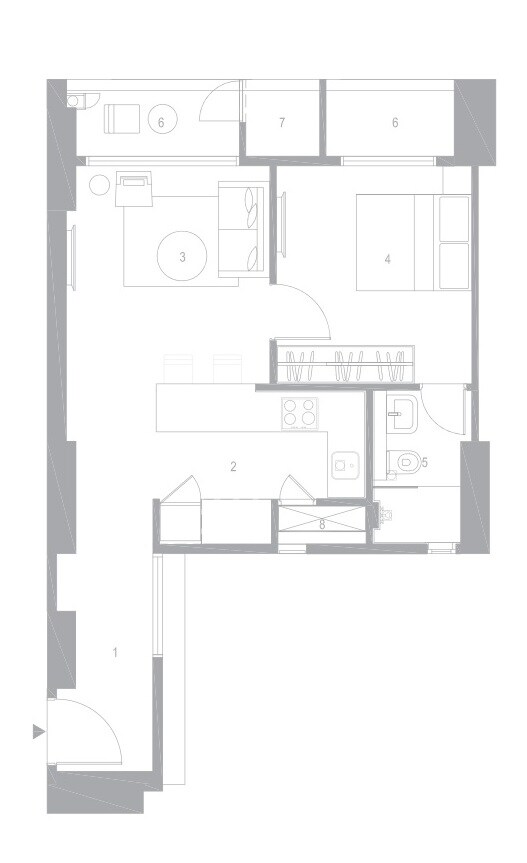 Floor plan of 1 BHK 435 Sq. Ft. Apartment in Lodha Codename Smartmove, Mumbai