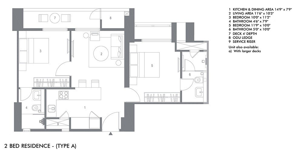 Floor plan of 2 BHK 734 Sq. Ft. Apartment in Lodha Codename Smartmove, Mumbai