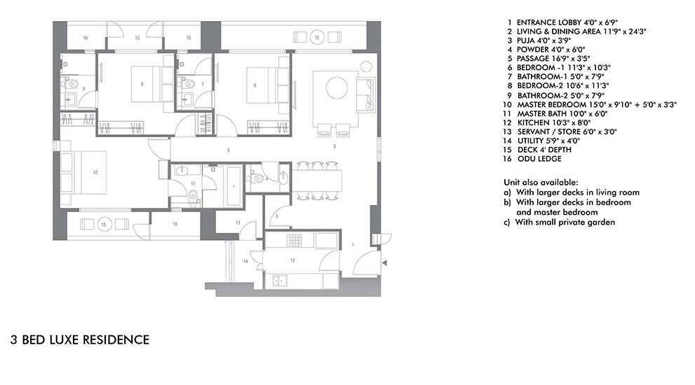 Floor plan of 3 BHK 1060 Sq. Ft. Apartment in Lodha Codename Smartmove, Mumbai