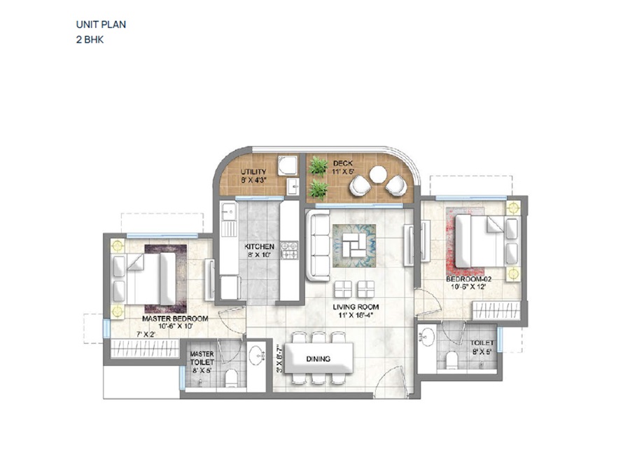 2 BHK 780 Sq. Ft. Apartment in Lodha Corinthia