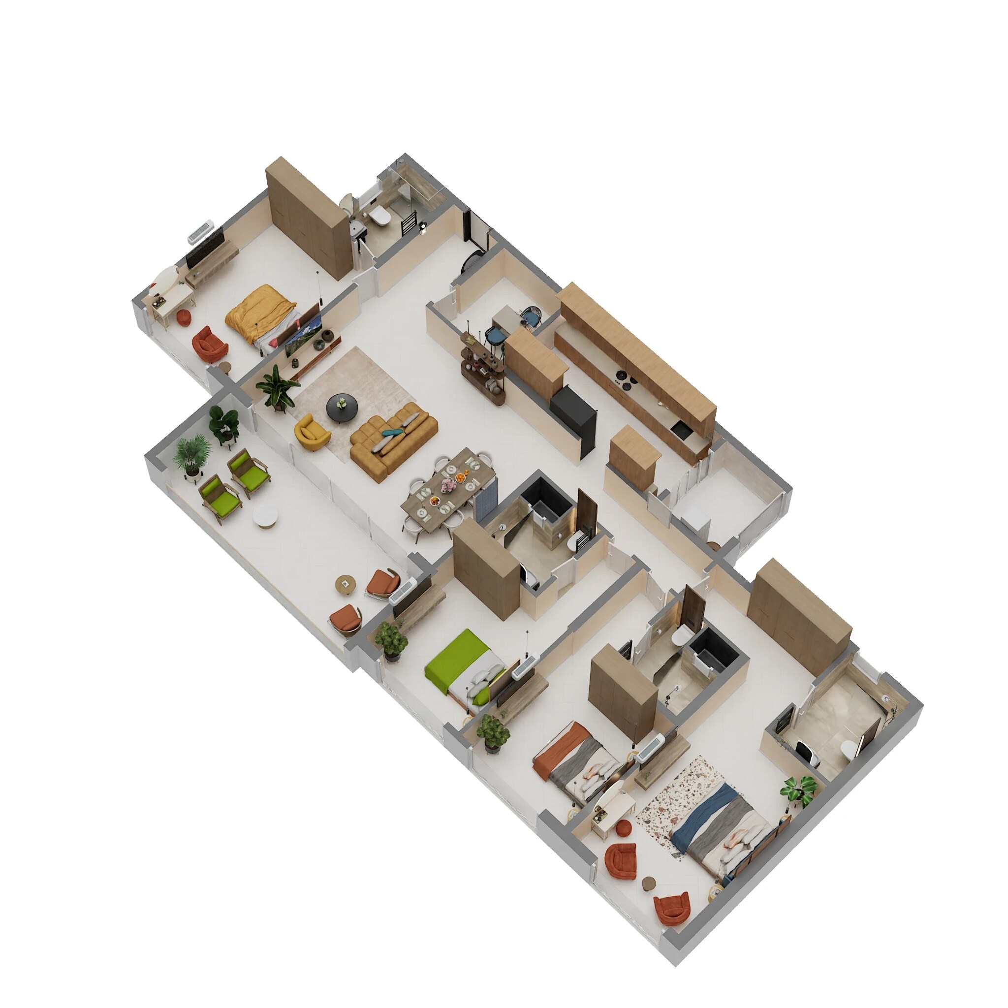 Floor plan of 4 BHK 1927 Sq. Ft. Apartment in Lodha Elaris, Mumbai
