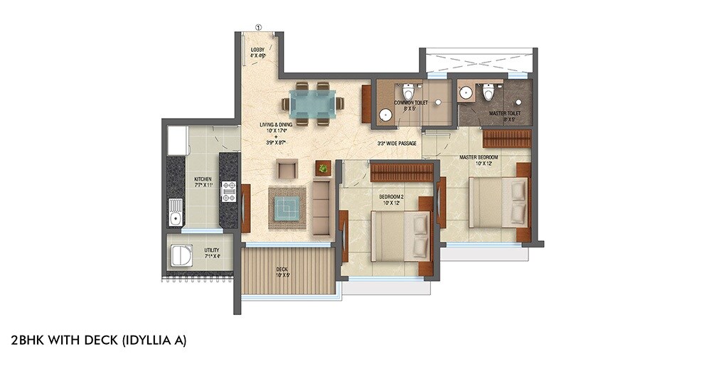 2 BHK 683 Sq. Ft. Apartment