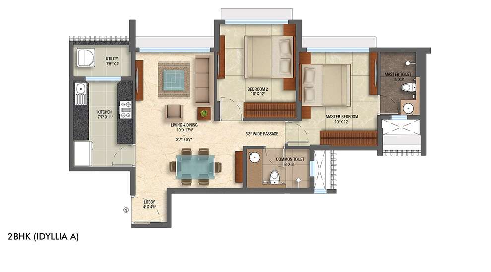 2 BHK 673 Sq. Ft. Apartment in Lodha Eternis Idyllia A