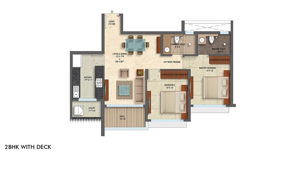 2 BHK 776 Sq. Ft. Apartment