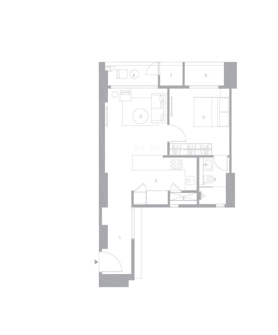 Floor plan of 1 BHK 435 Sq. Ft. Apartment in Lodha Gardenia, Mumbai