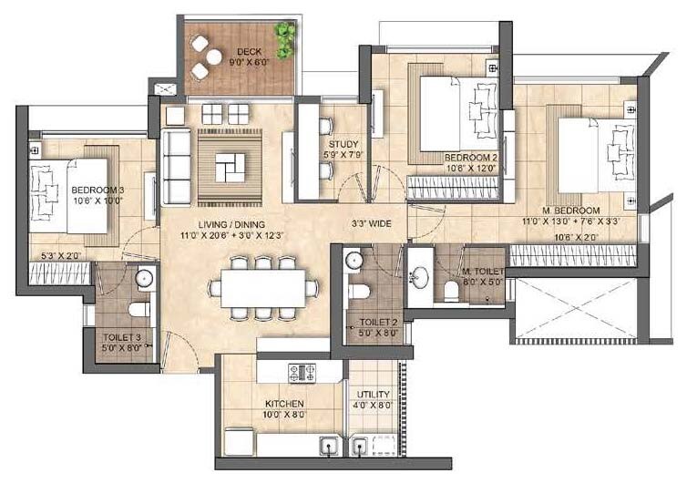  3 BHK Apartment at Lodha Mahalaxmi Bellevue, Mahalaxmi – for Sale