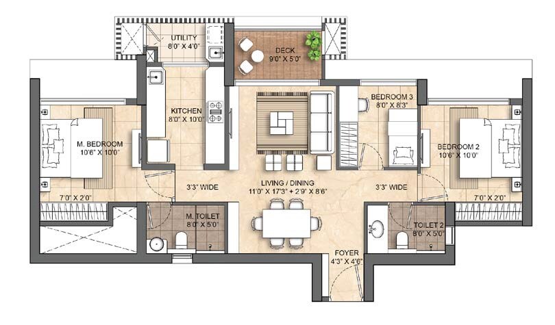  3 BHK Apartment at Lodha Mahalaxmi Bellevue, Mahalaxmi – for Sale