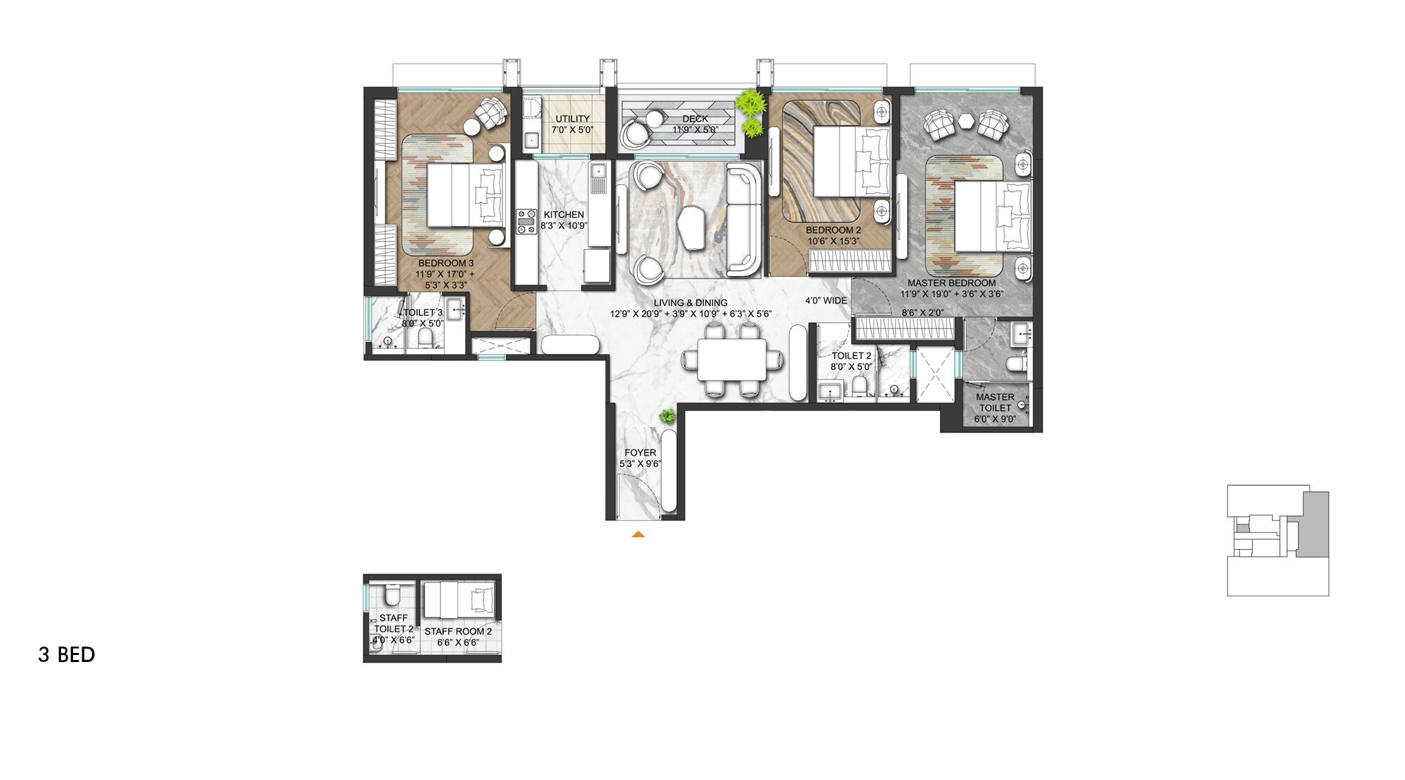 3 BHK 1488 Sq. Ft. Apartment