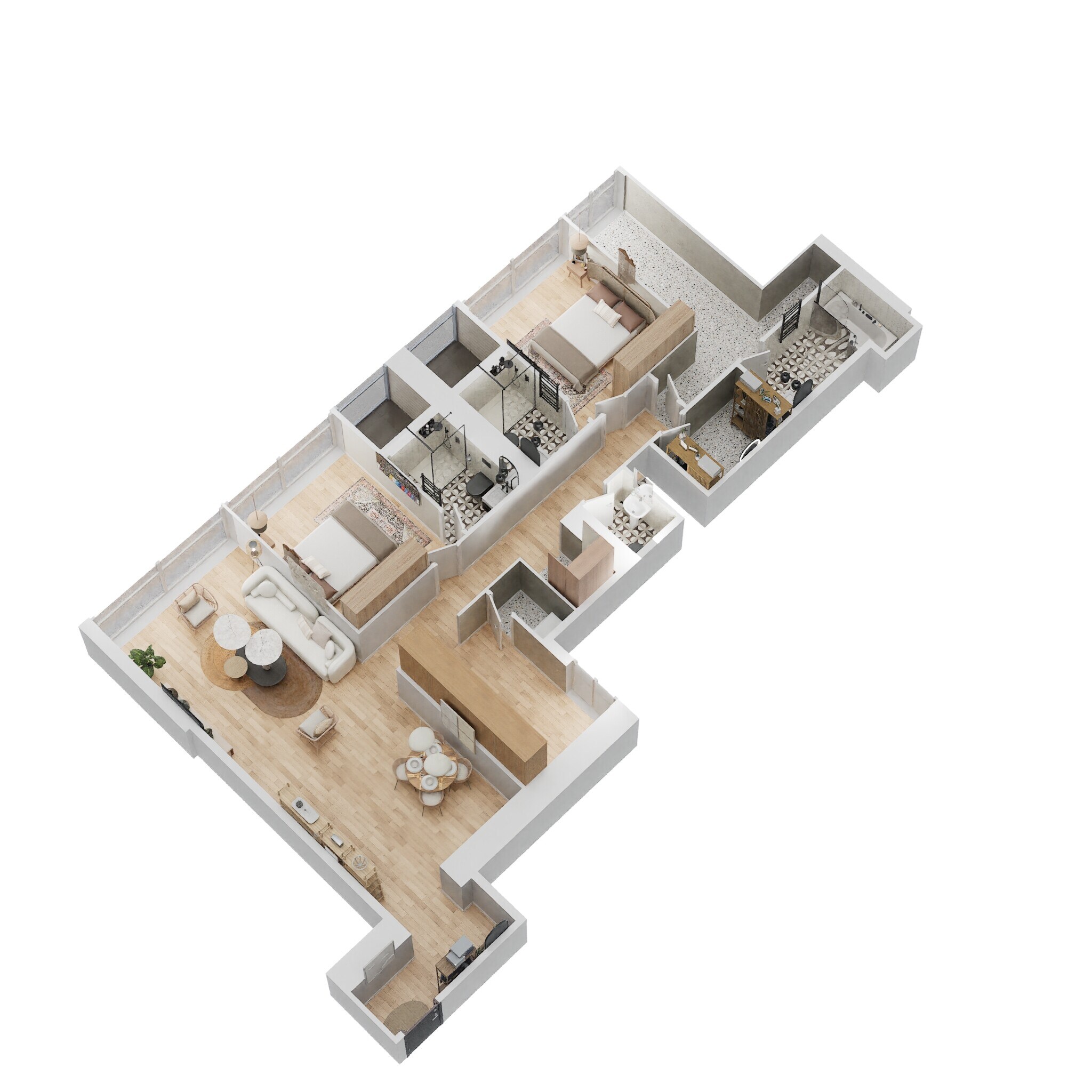 Floor plan of 3 BHK 1347 Sq. Ft. Apartment in Lodha Marquise, Mumbai
