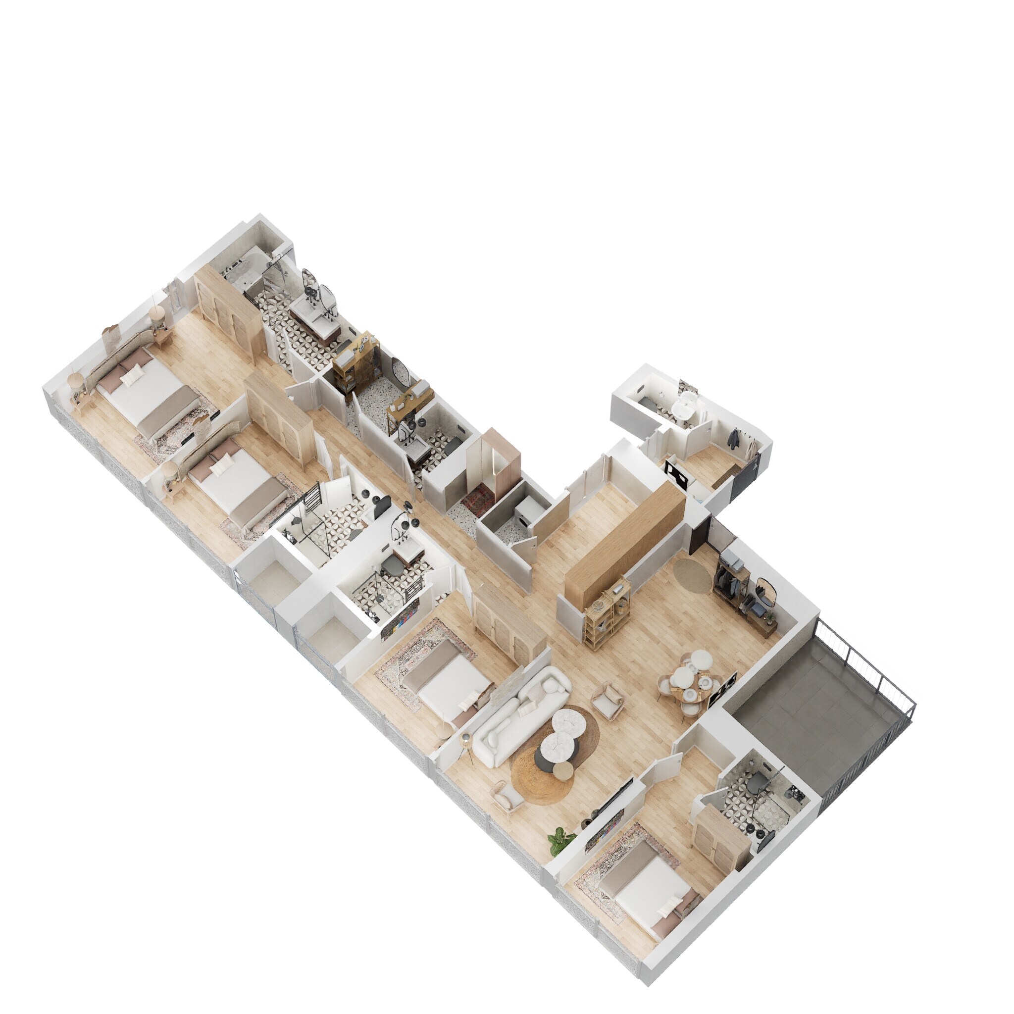 Floor plan of 4 BHK 1471 Sq. Ft. Apartment in Lodha Marquise, Mumbai