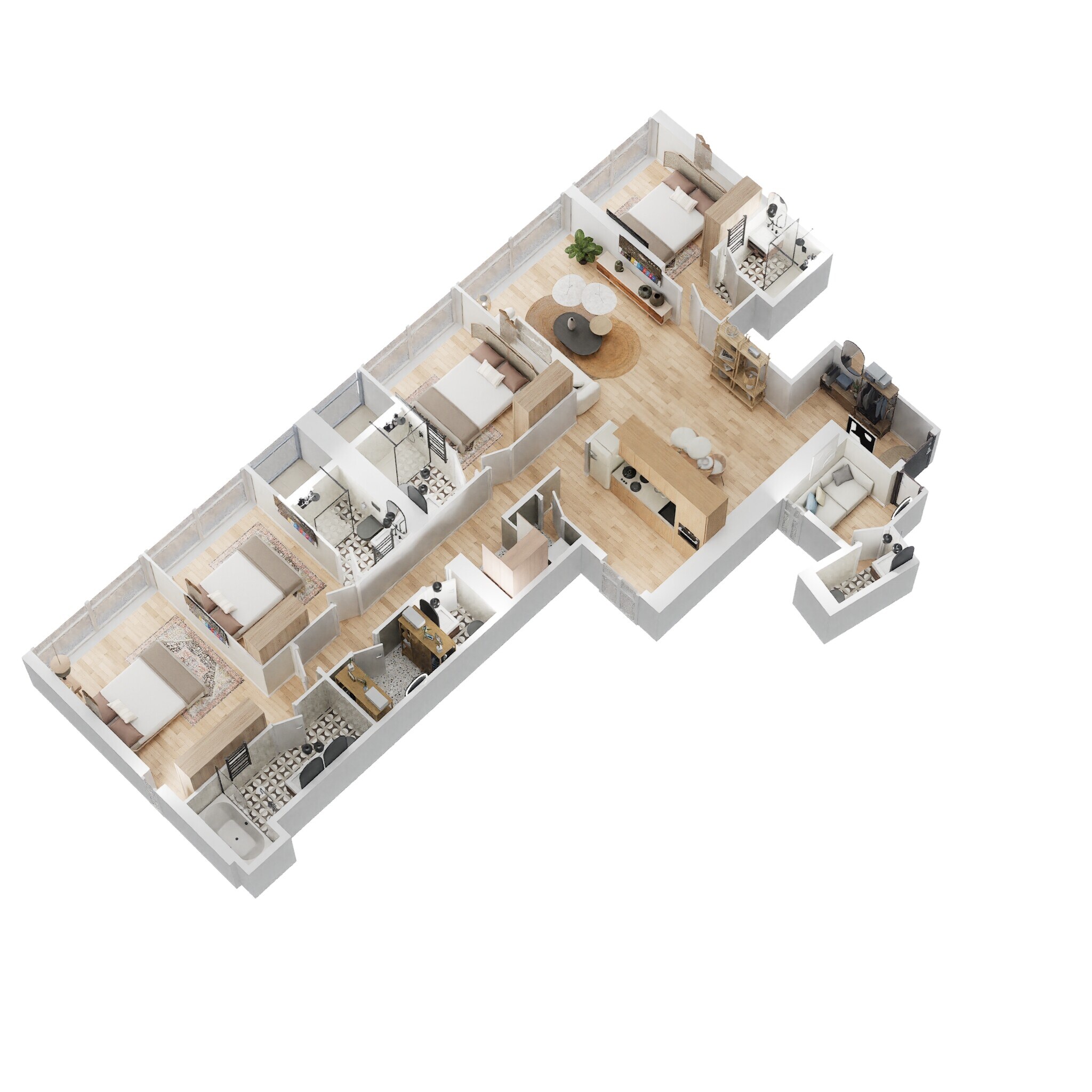 Floor plan of 4 BHK 1525 Sq. Ft. Apartment in Lodha Marquise, Mumbai