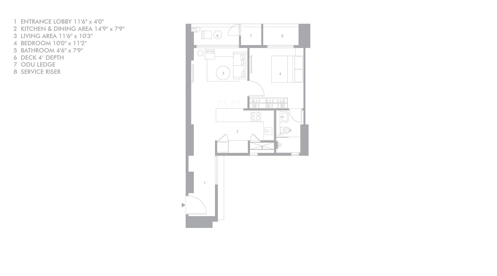 Floor plan of 1 BHK Apartment - 435 sq. ft. in Lodha New Cuffe Parade, Mumbai