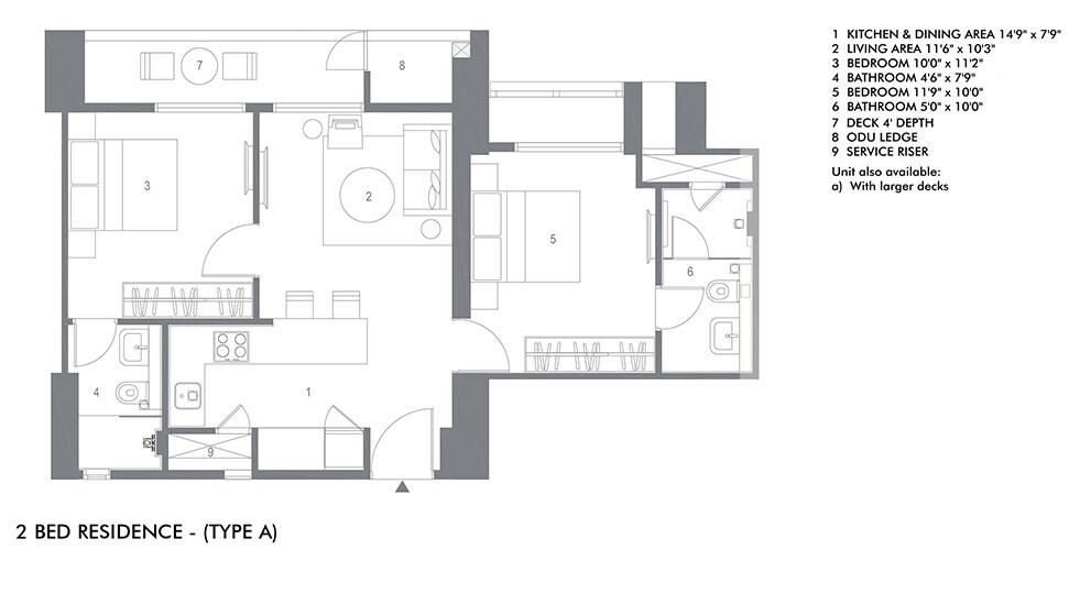 Floor plan of 2 BHK Apartment - 557 sq. ft. in Lodha New Cuffe Parade, Mumbai