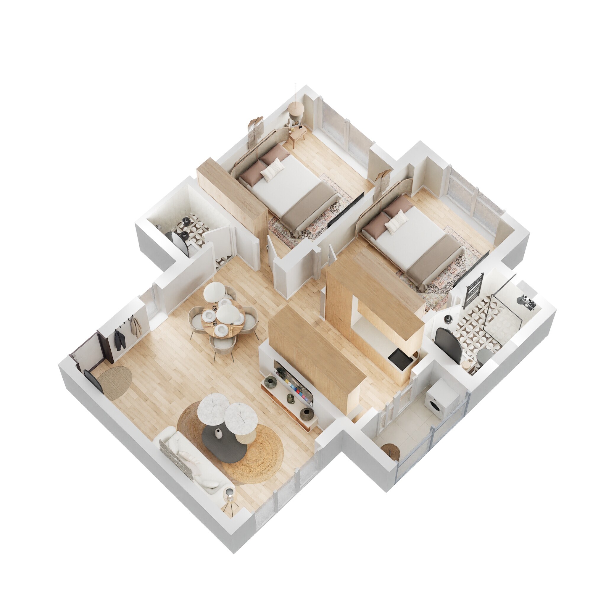 Floor plan of 2 BHK 671 Sq. Ft. Apartment in Lodha Patel Estate Tower E And F, Mumbai