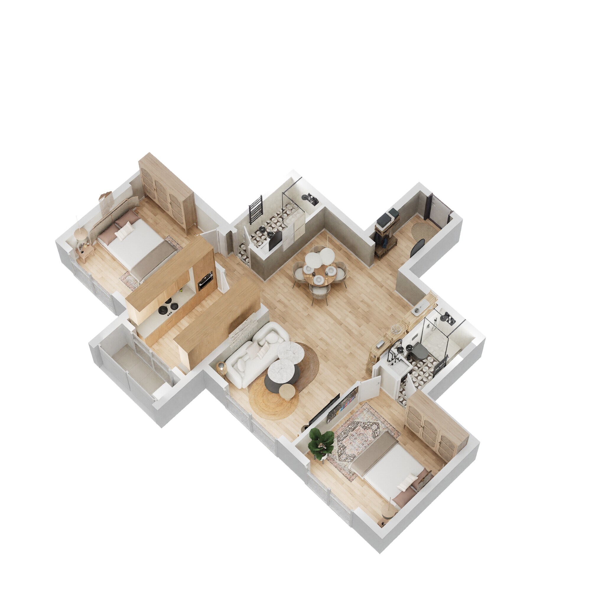 Floor plan of 2 BHK 696 Sq. Ft. Apartment in Lodha Patel Estate Tower E And F, Mumbai