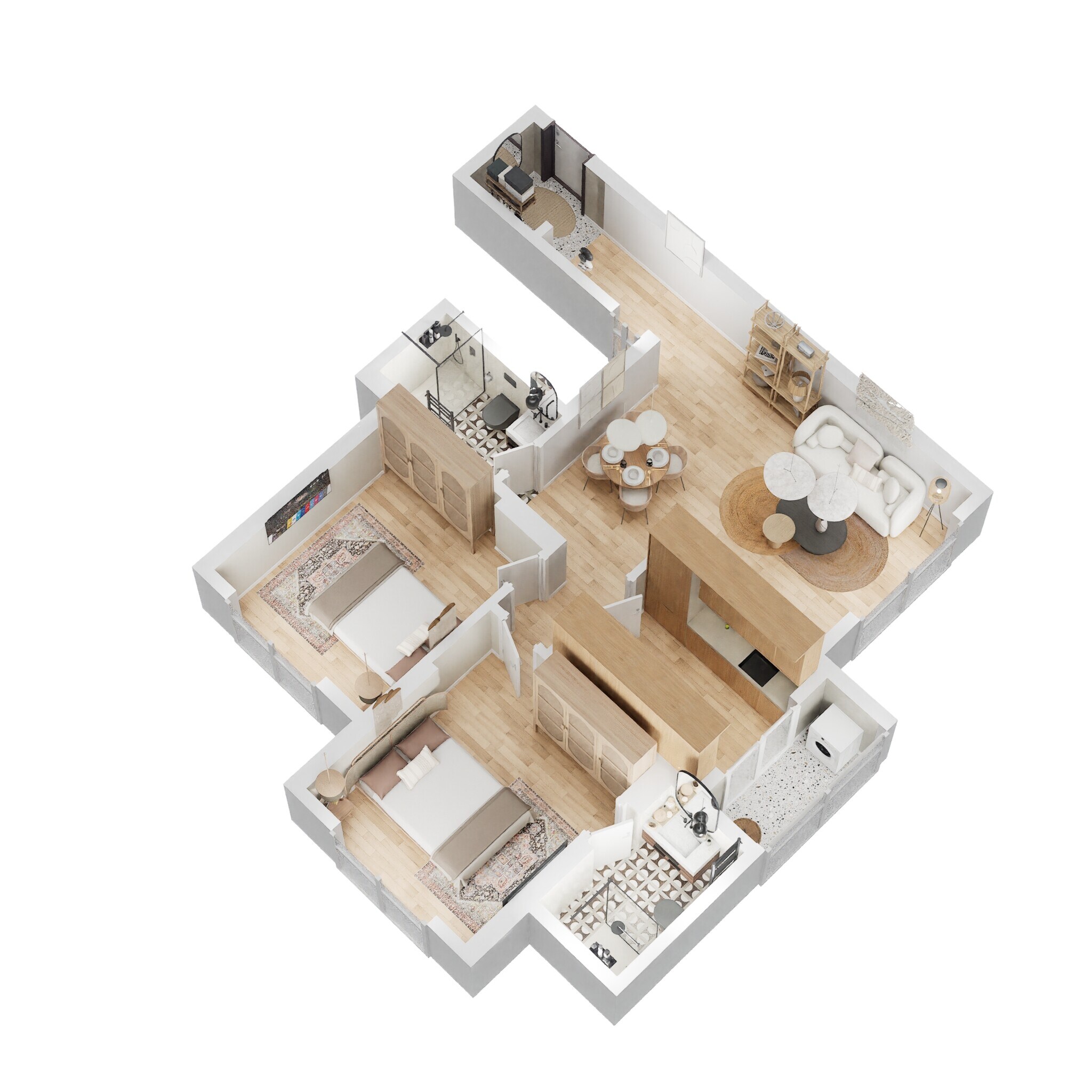 Floor plan of 2 BHK 708 Sq. Ft. Apartment in Lodha Patel Estate Tower E And F, Mumbai