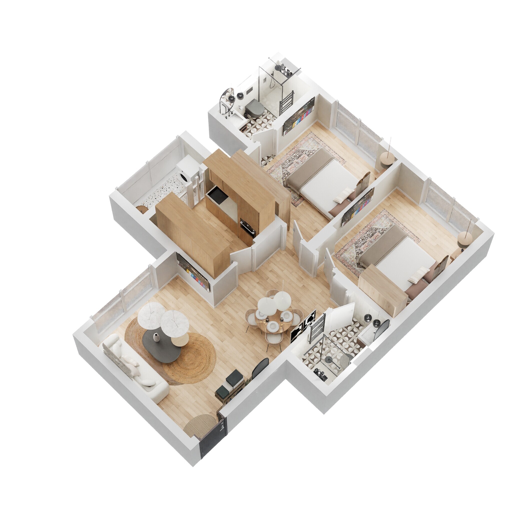 Floor plan of 2 BHK 716 Sq. Ft. Apartment in Lodha Patel Estate Tower E And F, Mumbai