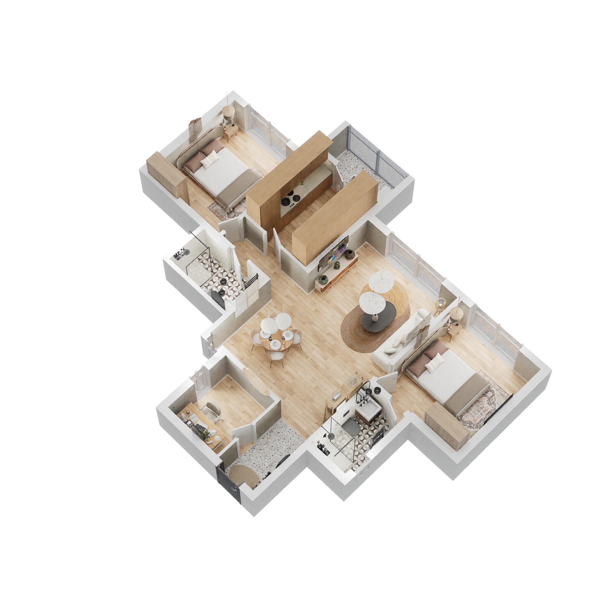 Floor plan of 2 BHK 779 Sq. Ft. Apartment in Lodha Patel Estate Tower E And F, Mumbai