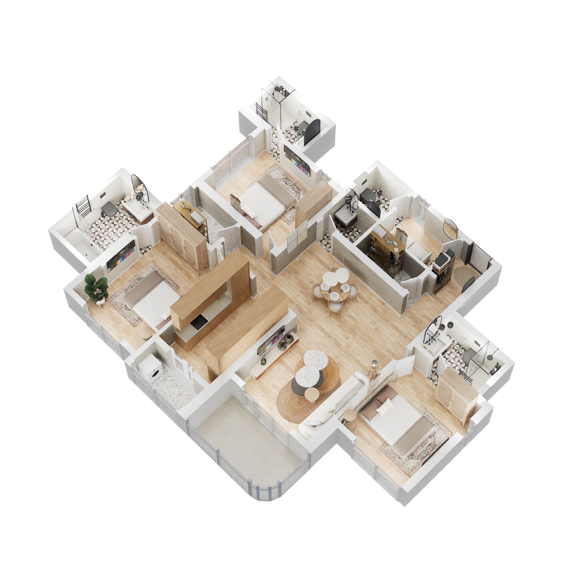Floor plan of 3 BHK 1189 Sq. Ft. Apartment in Lodha Patel Estate Tower E And F, Mumbai