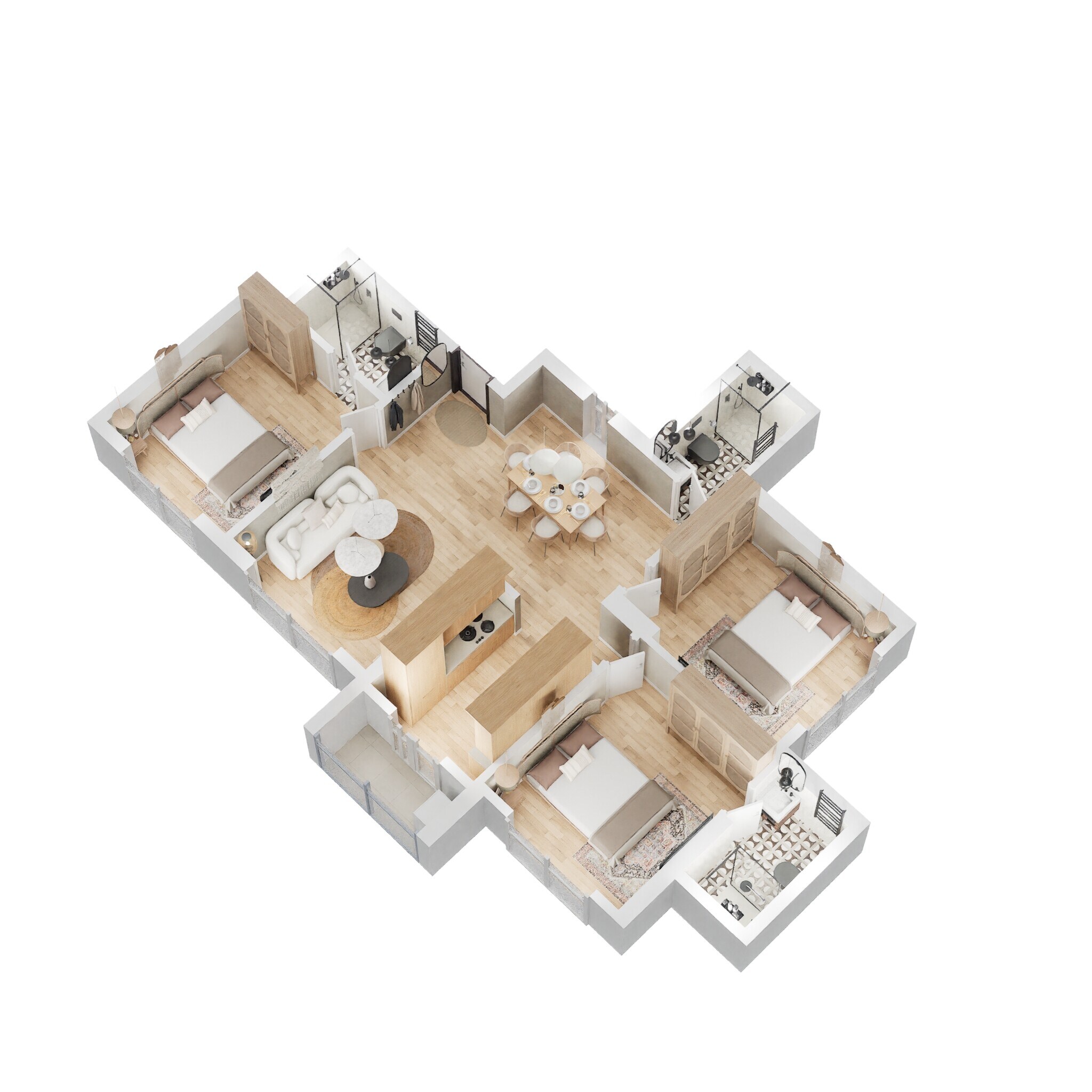 Floor plan of 3 BHK 866 Sq. Ft. Apartment in Lodha Patel Estate Tower E And F, Mumbai