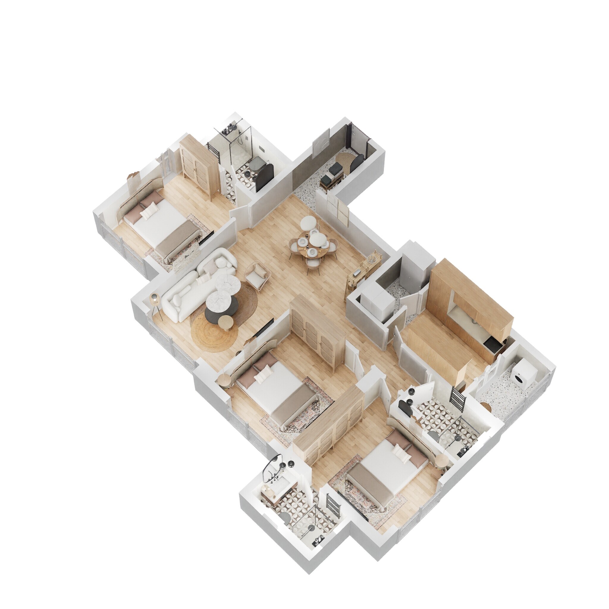 Floor plan of 3 BHK 991 Sq. Ft. Apartment in Lodha Patel Estate Tower E And F, Mumbai