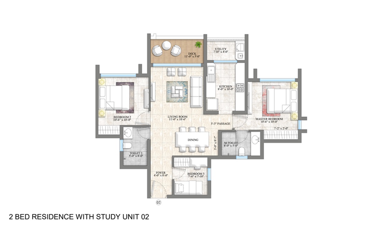 2 BHK 894 Sq. Ft. Apartment in Lodha Riservo