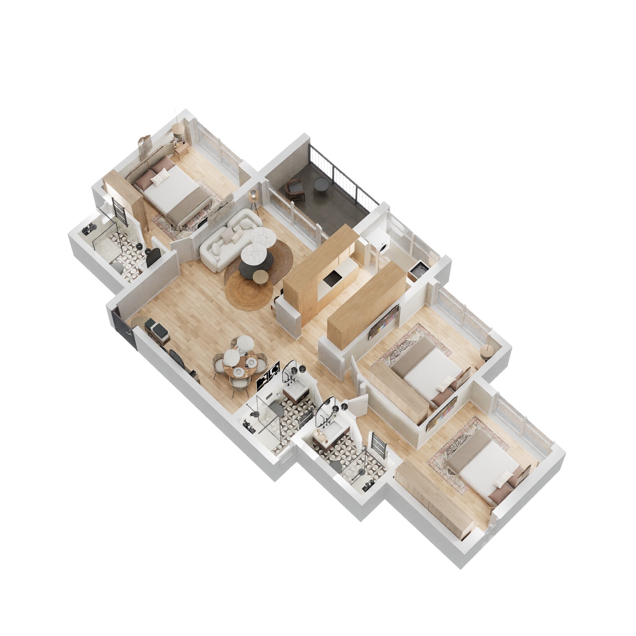 3 BHK 1075 Sq. Ft. Apartment