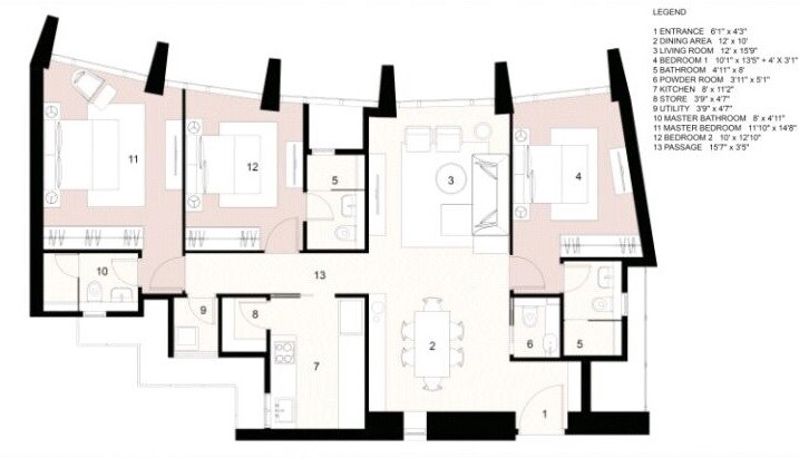  3 BHK Apartment at Lodha The Park, Worli – for Rent