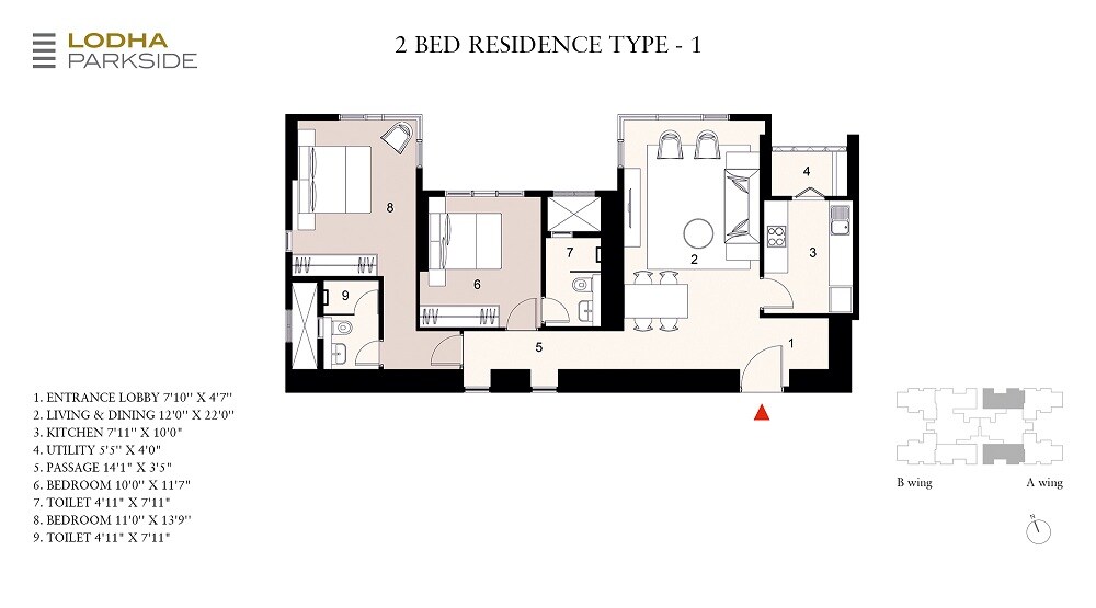  2 BHK Apartment at Lodha The Park Side, Worli – for Rent