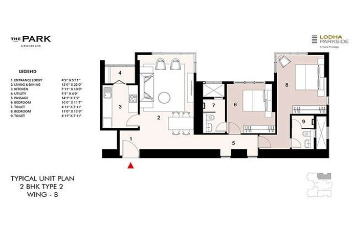  2 BHK Apartment at Lodha The Park Side, Kamala Mill – for Rent