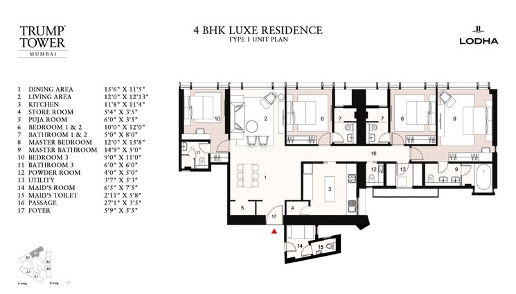 Other, lodha-trump-tower 4 Bedroom 1645 Sq.Ft. Apartment In Worli Mumbai 9232852