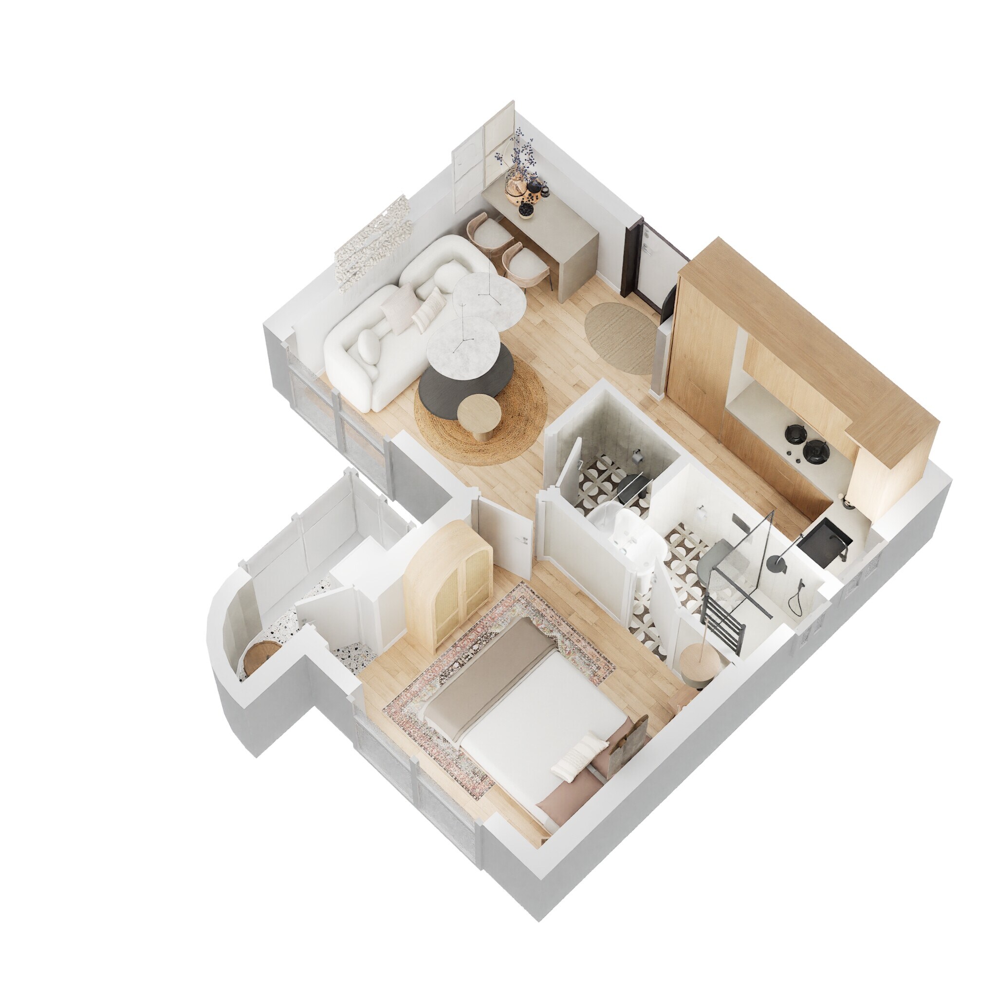 Floor plan of 1 BHK 322 Sq. Ft. Apartment in Lodha Unica, Mumbai