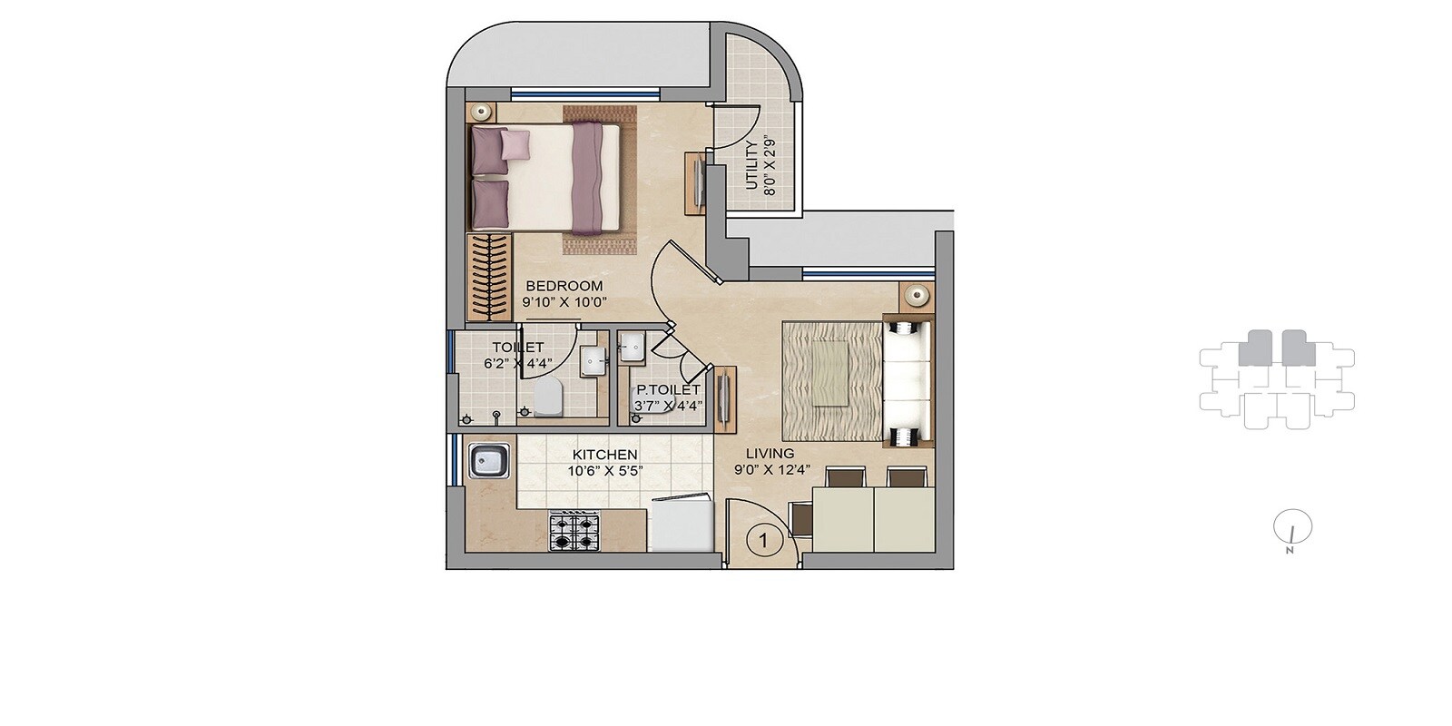Other, lodha-unica 1 Bedroom 322 Sq.Ft. Apartment In Jogeshwari West Mumbai 9131609