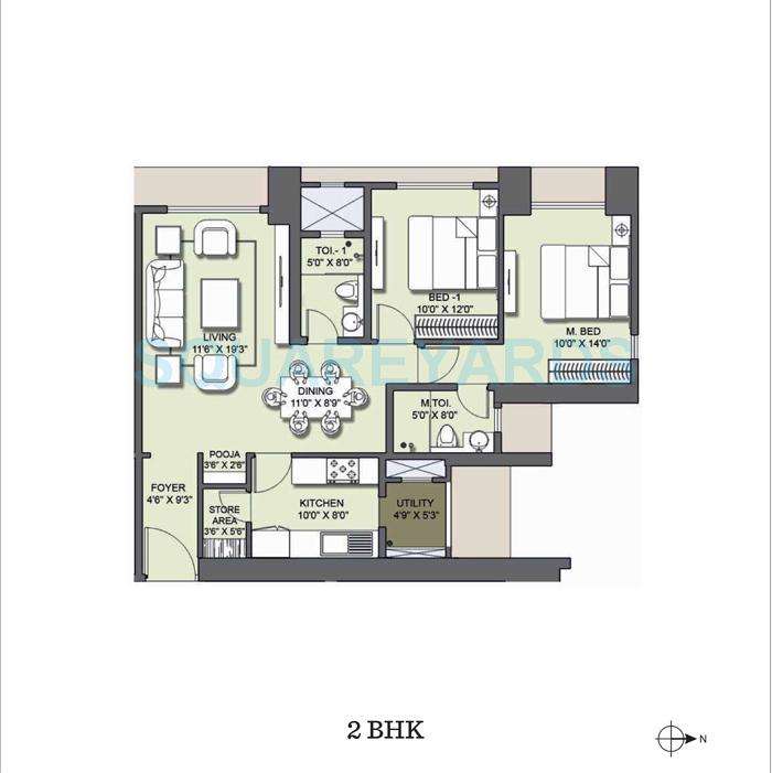 2 BHK 850 Sq. Ft. Apartment in Lodha Venezia