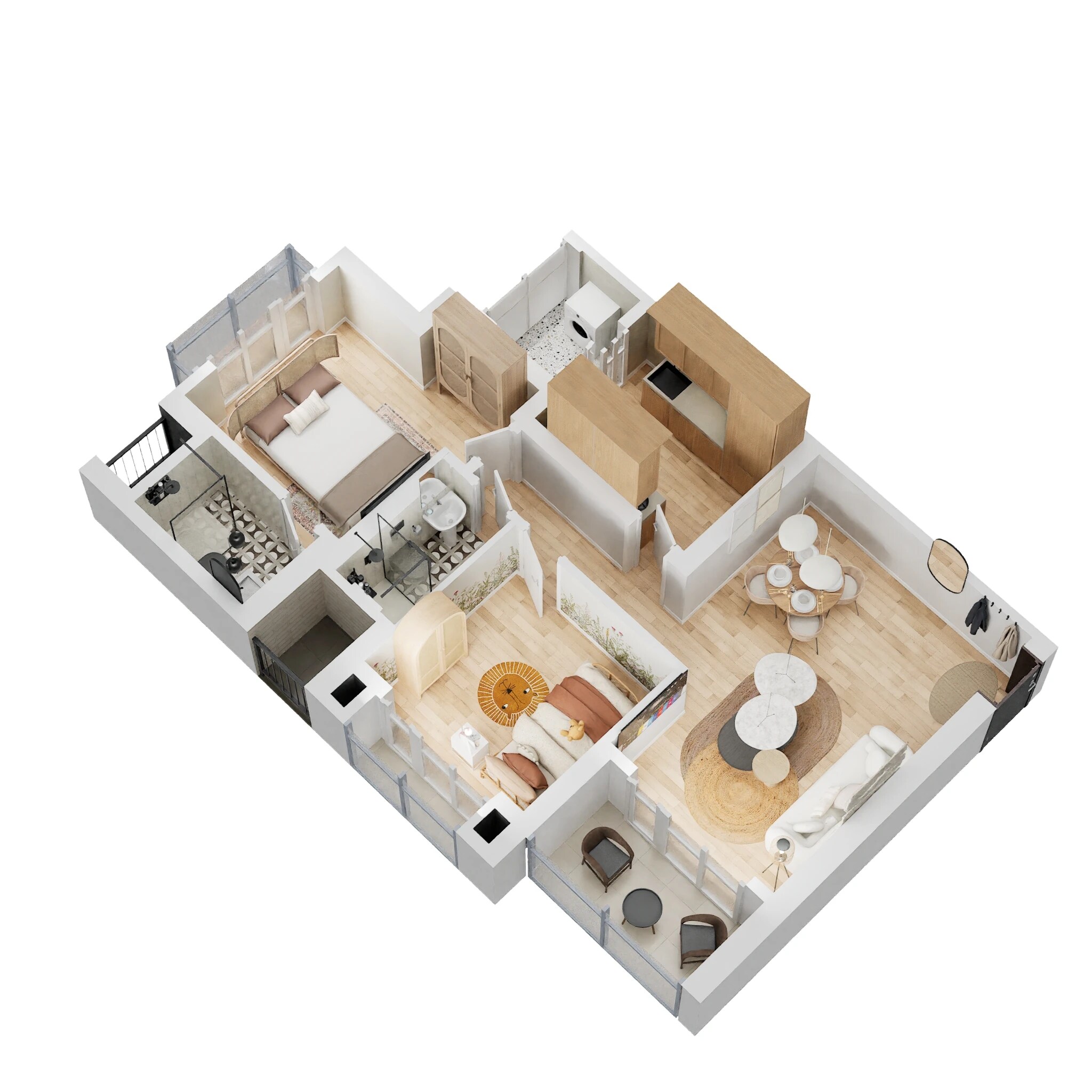 Floor plan of 2 BHK 646 Sq. Ft. Apartment in Lodha Vista, Mumbai